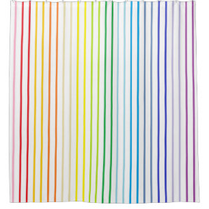Vertical Outlined Broader Spectrum Rainbow Stripes Shower Curtain