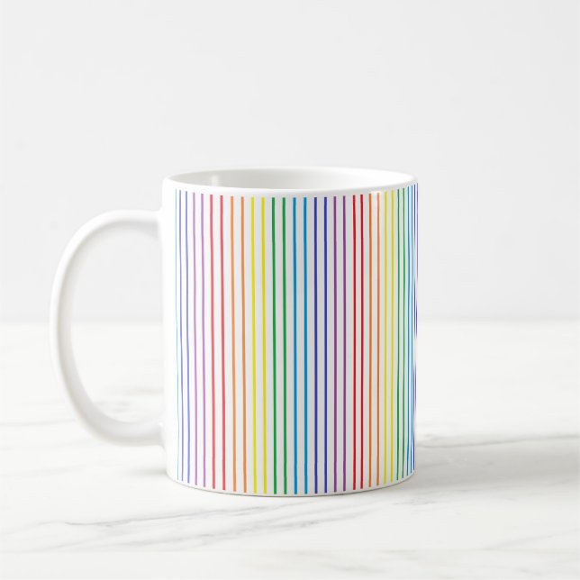 Vertical Outlined Rainbow Stripes Coffee Mug (Left)