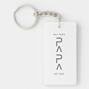 Vertical Papa Script with Kids Name Father's Day Key Ring