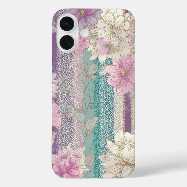 Vertical Pastel Stripes With Lace Textures  Case-Mate iPhone Case (Back)