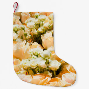 Vertical pattern of white roses. anniversary, back small christmas stocking