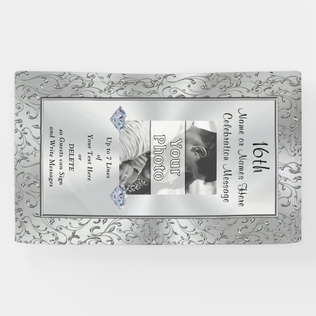 Vertical Personalised Photo Banner, Any Occasion Banner (Horizontal)