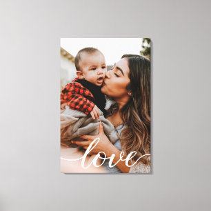 Vertical Personalised Photo Love Script Canvas Print