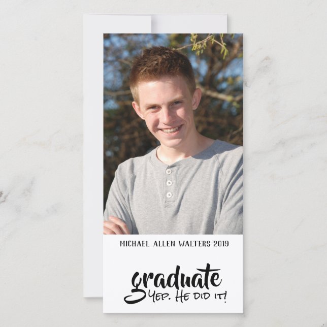 Vertical Photo Humourous Graduation Announcement (Front)