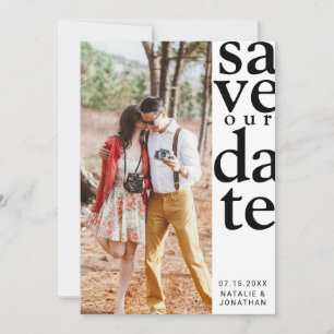 vertical photo Minimalist black & white magazine Save The Date