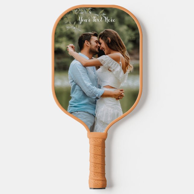 Vertical Photo Trendy Custom Text    Pickleball Paddle (Front)