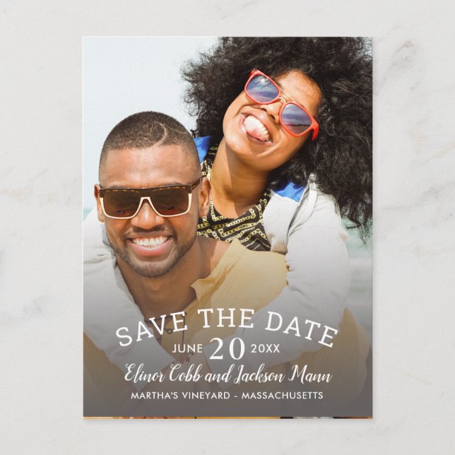 Vertical Photo Wedding Save the Date Postcard (Front)