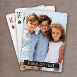 Vertical Photo with Black Color Block for Text Playing Cards<br><div class="desc">You can use a vertical photo for this design. Add a name,  reunion,  year -- really any text that fits into the black box and white text. If you need to adjust the pictures,  click on the customize tool to make changes.</div>