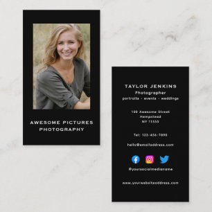 Vertical Photographer Social Media Photo Headshot Business Card