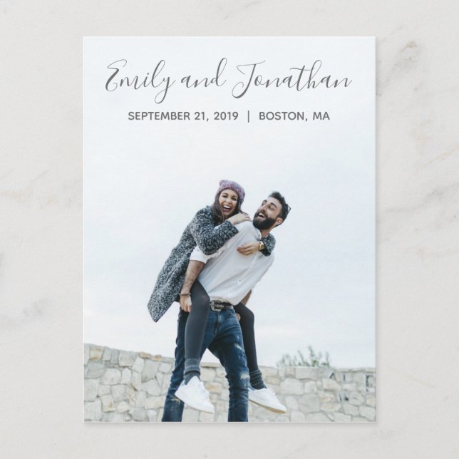Vertical Picture Wedding Save The Date Postcard (Front)