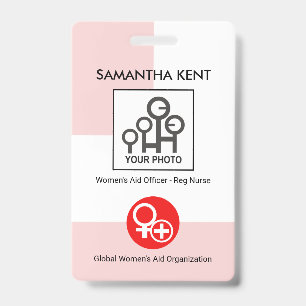 Vertical Pink Layers Photo Template Nurse ID Badge