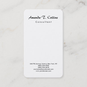 Vertical Plain Brush Script Minimalist Modern Business Card