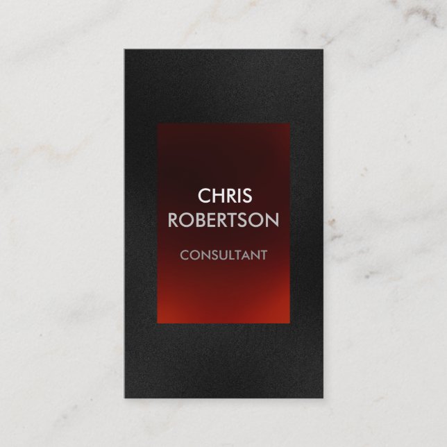 Vertical Plain Grey Red Attractive Business Card (Front)