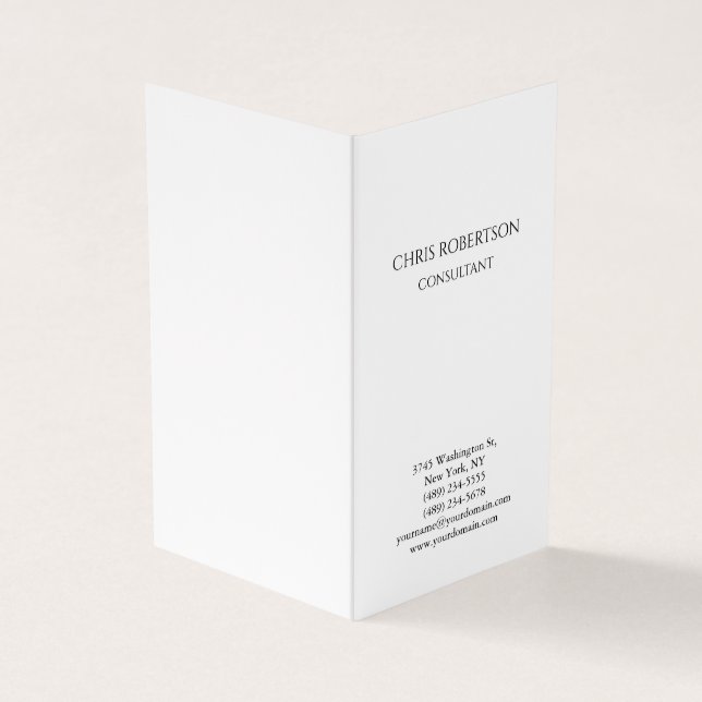 Vertical Plain Original Modern Minimalist Simple Business Card (Outside)