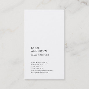 Vertical Plain Simple Black White Modern Business Card