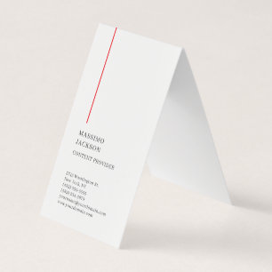 Vertical Plain Simple Black White Red Minimalist  Business Card