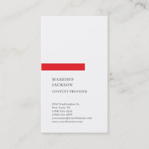 Vertical Plain Simple Black White Red Minimalist  Business Card