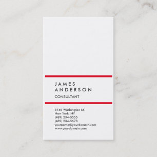 Vertical Plain Simple Red White Trendy Attractive Business Card
