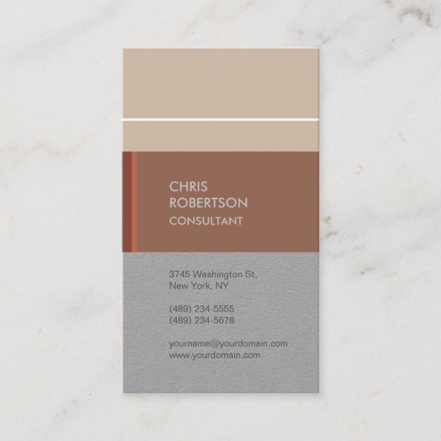 Vertical Premium Grey Minimalist Modern Business Card (Front)