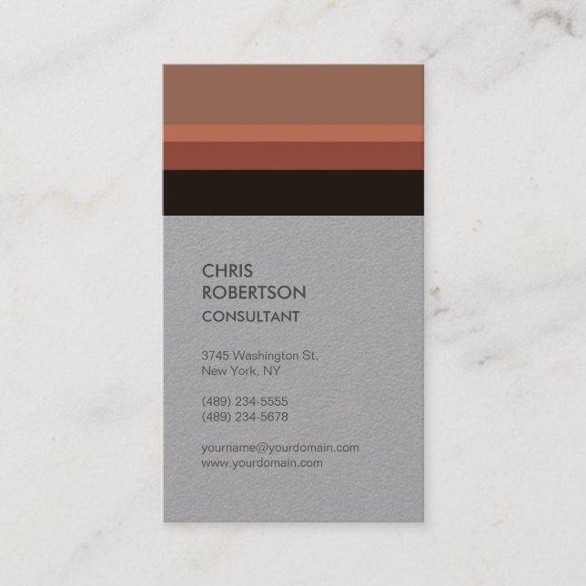 Vertical Premium Grey Minimalist Modern Business Card (Front)