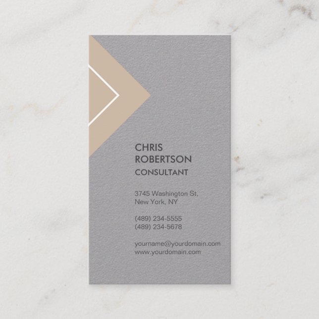 Vertical Premium Grey Minimalist Modern  Business Card (Front)