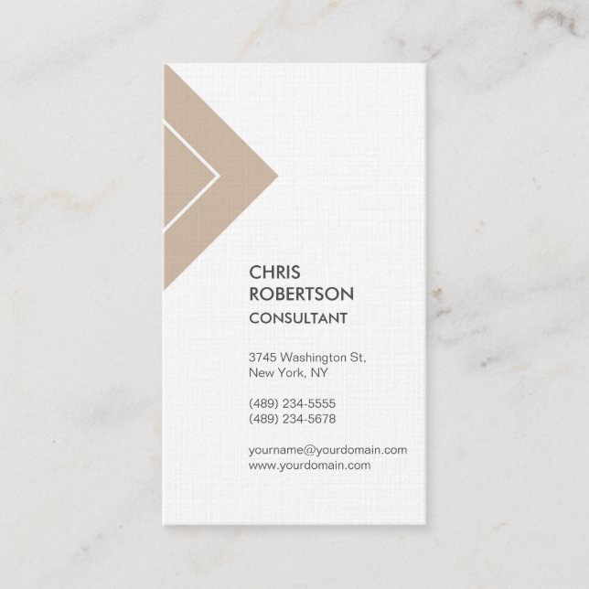 Vertical Premium Linen Minimalist Modern  Business Card (Front)