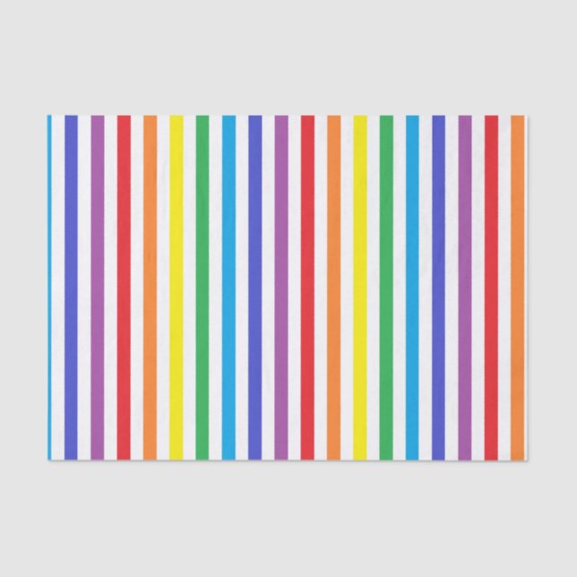 Vertical Rainbow and White Stripes Tissue Paper (Front)