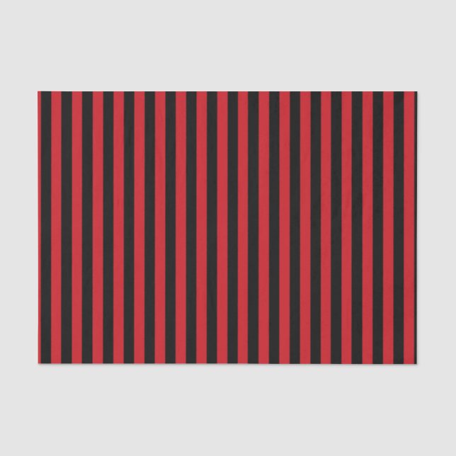 Vertical Red and Black Stripes Tissue Paper (Front)