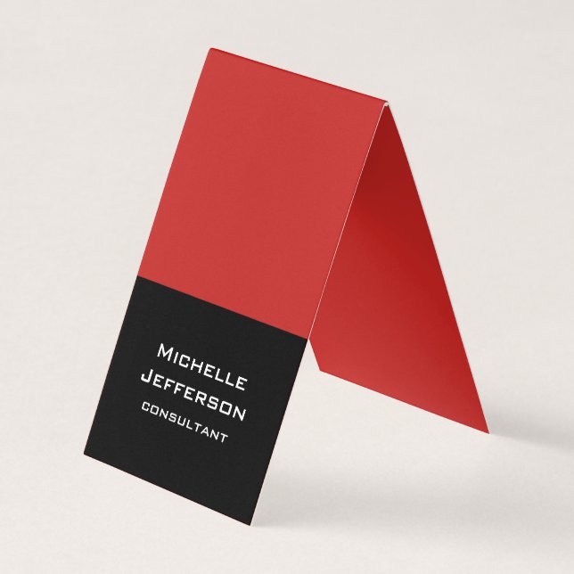 Vertical Red Black Abstract Modern Stylish Trendy Business Card (Front)