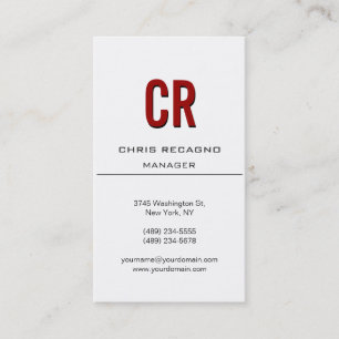 Vertical Red Black White Monogram Business Card