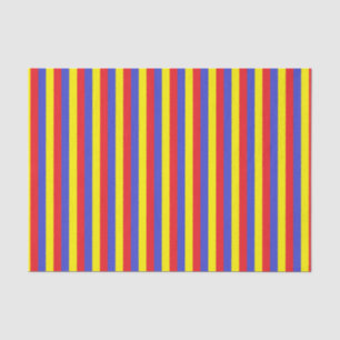 Vertical Red, Blue and Yellow Stripes Tissue Paper