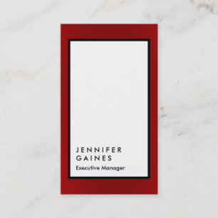 Vertical red border white black plain manager business card