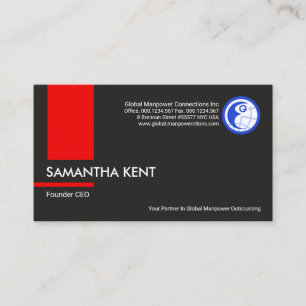 Vertical Red Column Stripe Manpower Consultant Business Card