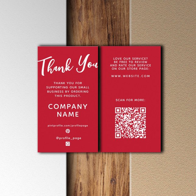Vertical red elegant Thank you  Business Card (Creator Uploaded)