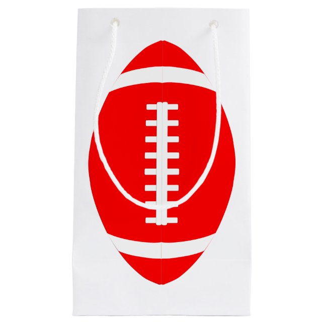Vertical Red Football Gift Bag for Player or Coach (Front)
