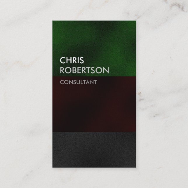 Vertical Red Green Grey Attractive Business Card (Front)