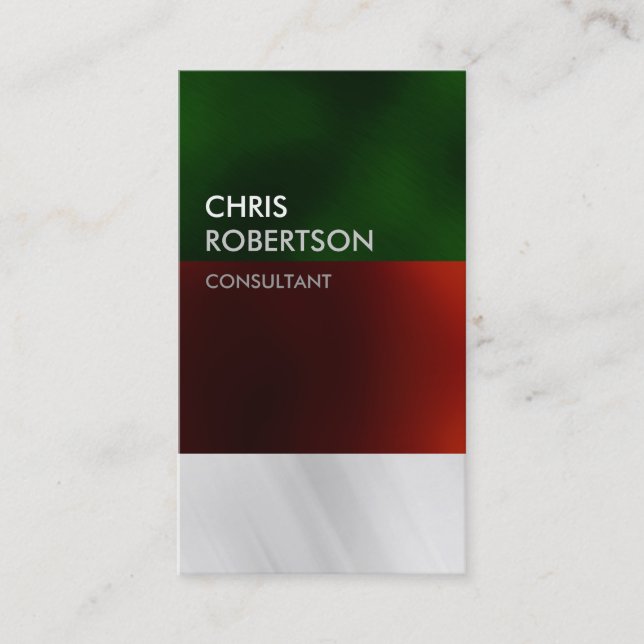 Vertical Red Green Grey Attractive Business Card (Front)