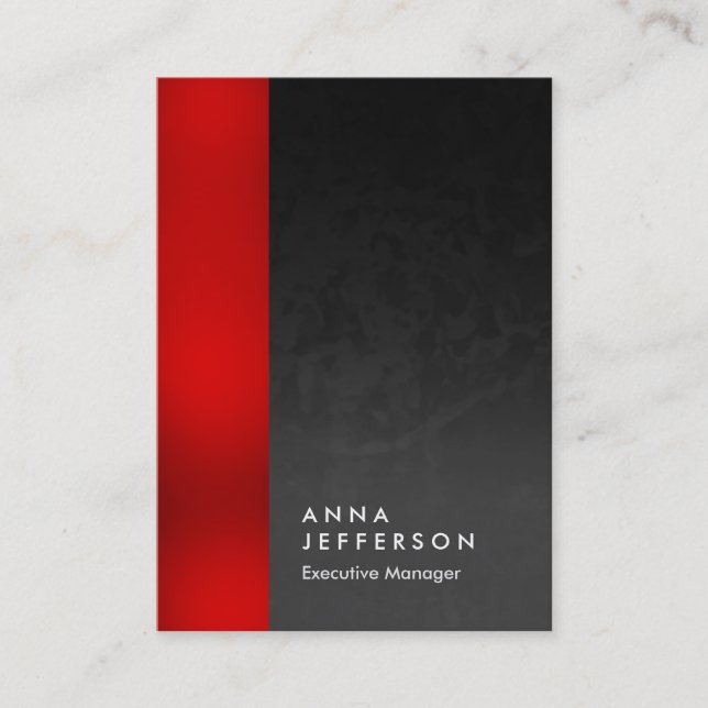 Vertical red grey pattern professional plain business card (Front)