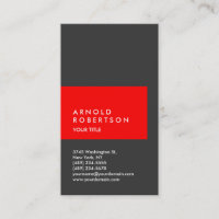 Vertical Red Grey Professional Business Card