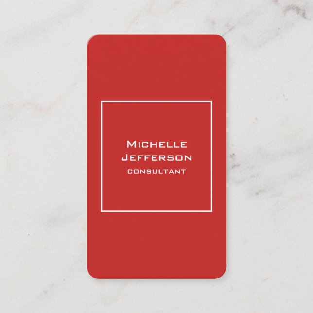 Vertical Red Modern Stylish Trendy Minimalist Business Card (Front)