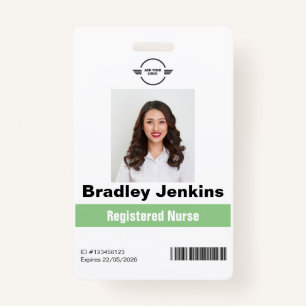 Vertical Registered Nurse RN Name Logo photo badge ID Badge