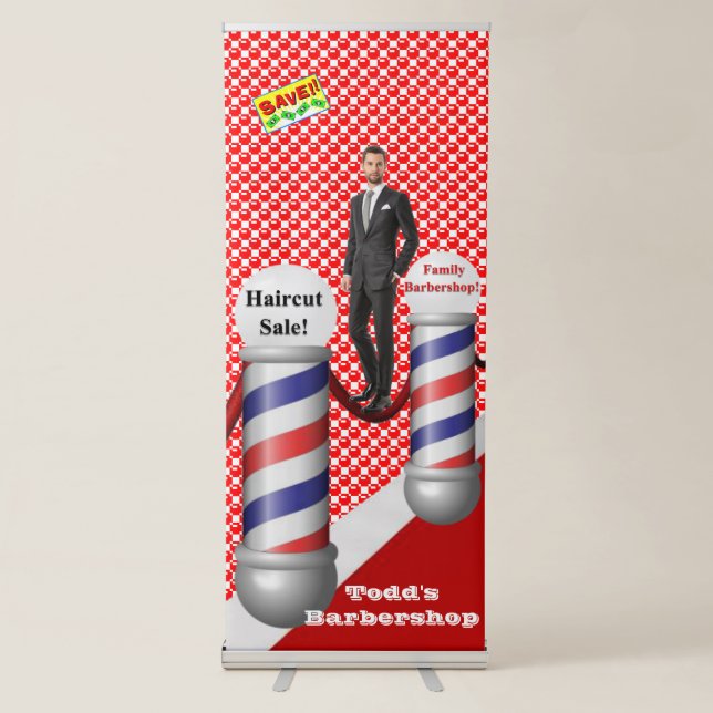 Vertical Retractable Banner Family Barbershop (Front)