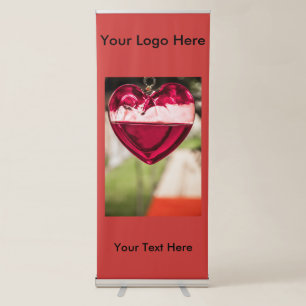 Vertical Retractable Banner with Red Heart