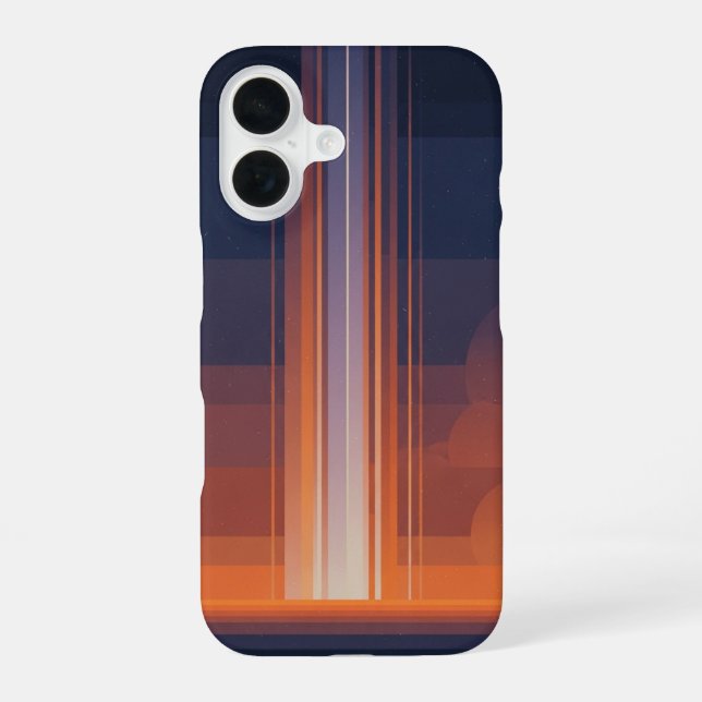 Vertical Retro Cosmic Beams iPhone 16 Case (Back)