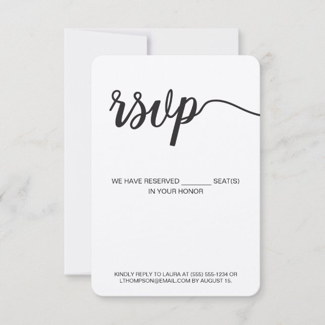 Vertical RSVP without mailing Reserved Seat Rustic (Front)