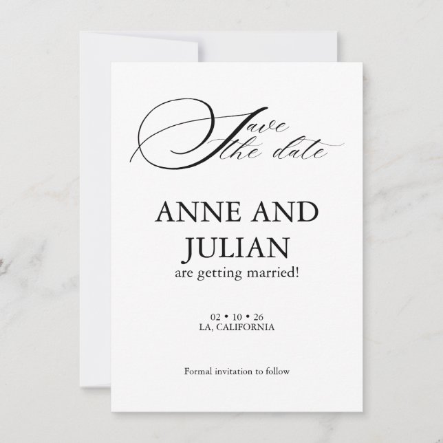 Vertical Save the date card with Back photo (Front)