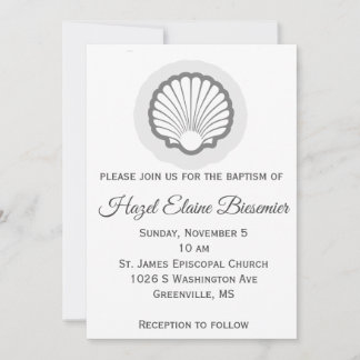 Vertical Scallop Shell Baptism Flat Card