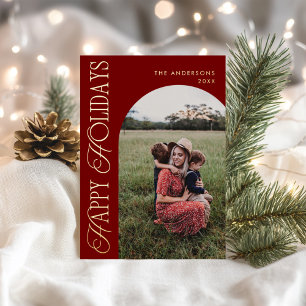 Vertical Script Photo Arch  Foil Holiday Card