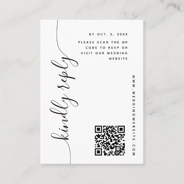 Vertical Script Wedding RSVP Enclosure Card (Front)
