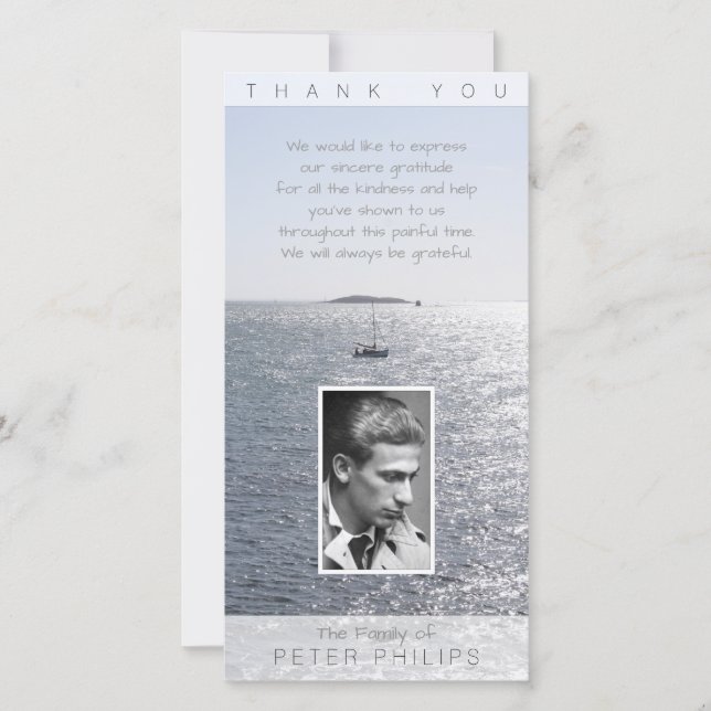 Vertical Seascape Photo frame Sympathy Thank You (Front)